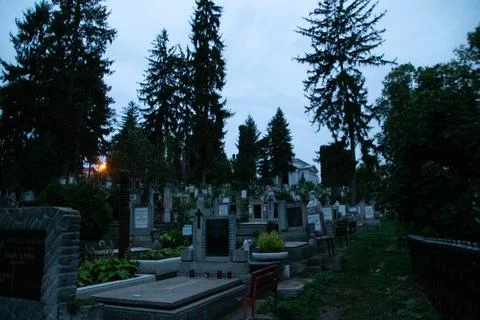 Graves during evening time Stock Photos