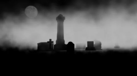 Graves with Fog in Background:  Looping Video stock 36106090