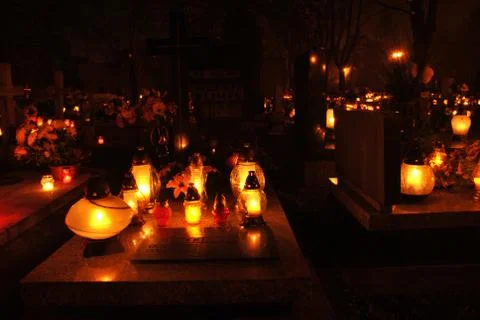 Graves by night Stock Photos