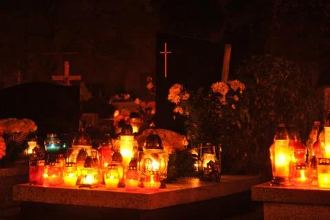Graves by night Stock Photos