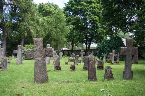 Graves at old cemetery of St. Brigitta convent in Pirita region, Tallinn, E.. Stock Photos