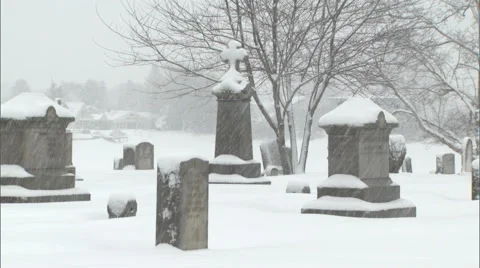 Graves in snowfall Stock Footage 47677277