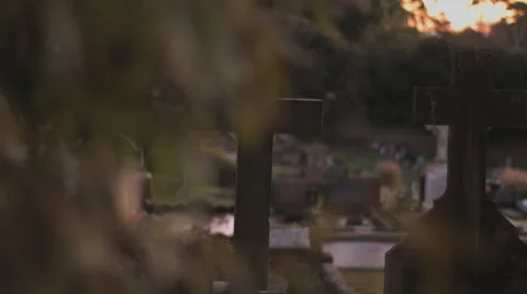 Graves at Sunnset Stock Footage 51464819