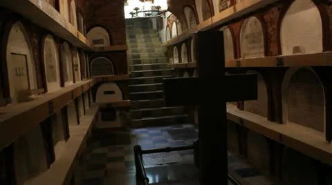 Graves under church 2 Stock Footage 11483524