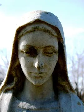Gravesite - mary statue-closeup 写真素材