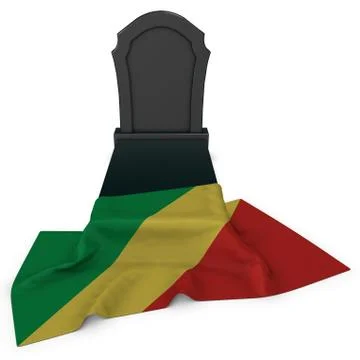 Gravestone and flag of the congo - 3d rendering Stock Illustration