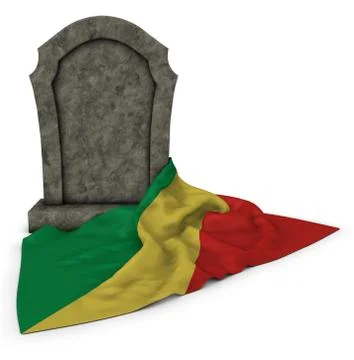 Gravestone and flag of the congo - 3d rendering Stock Illustration