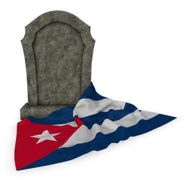 Gravestone and flag of cuba - 3d rendering Illustrazione stock