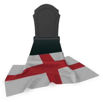 Gravestone and flag of england - 3d rendering Stock Illustration