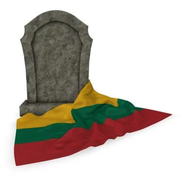 Gravestone and flag of lithuania - 3d rendering Stock-Illustration