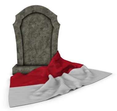 Gravestone and flag of monaco - 3d rendering Illustrazione stock