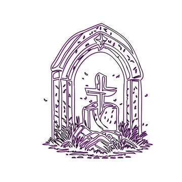 Gravestone with a Cross Illustrazione stock