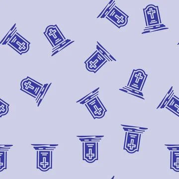 Gravestone cross mortality glyph vector seamless pattern Stock Illustration