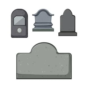 Gravestone design elements creating a collection of memorial stones Illustrazione stock
