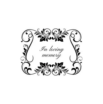 Gravestone funeral frame in loving memory ornate Illustrazione stock