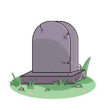 Gravestone on Green Grass Vector Illustration Cartoon Design Stock Illustration