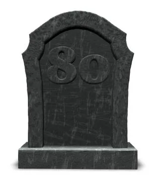 Gravestone with number eighty on white background - 3d illustration Stock-Illustration