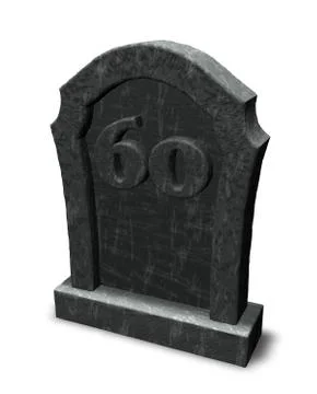 Gravestone with number sixty on white background - 3d illustration Stock Illustration
