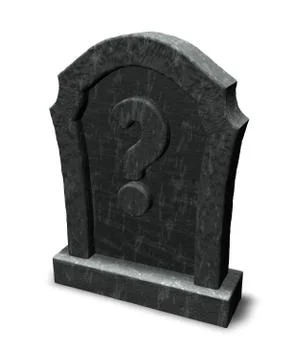 Gravestone with question mark on white background - 3d illustration Stock Illustration