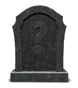 Gravestone with question mark on white background - 3d illustration Stock Illustration