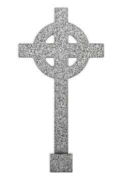 Gravestone in the shape of a cross. Ancient cross tombstone. 3D rendering イラスト素材