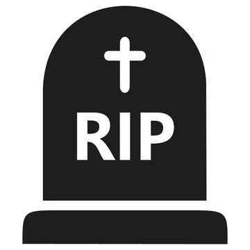 Gravestone silhouette icon with rip text inscription Stock Illustration