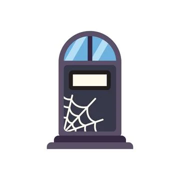 Gravestone with spider web icon representing halloween Stock Illustration