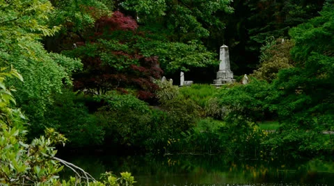 Gravestones Across Pond 스톡 동영상 24142989