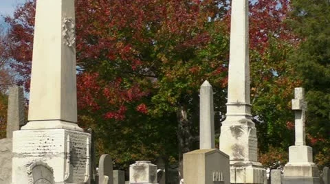 Gravestones and Monuments Stock Footage 12428813