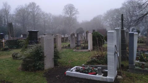 Gravestones in the fog 動画素材 168529992