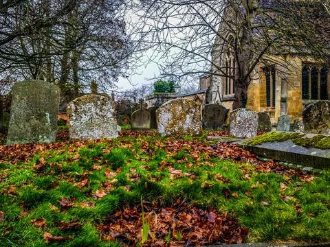 Gravestones in Graveyard Stock Photos