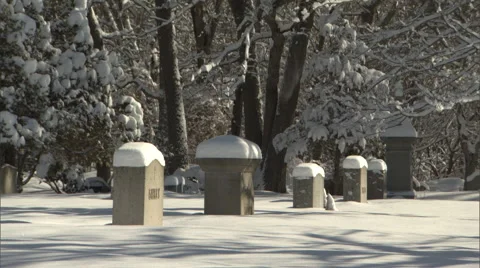 Graveyard and new fallen snow Stock Footage 47737463