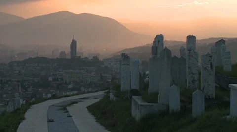 Graveyard and Sarajevo 2 스톡 동영상 8661599