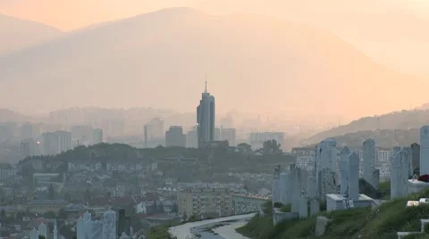 Graveyard and Sarajevo 스톡 동영상 8661595