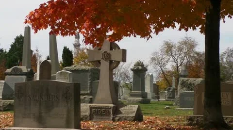 Graveyard in Autumn Stock Footage