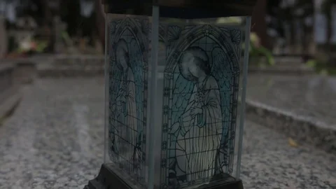 Graveyard Candles Stock Footage 80998545