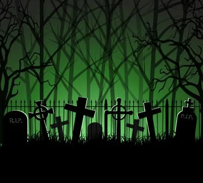 Graveyard cemetery tomb in forest Ilustración de archivo
