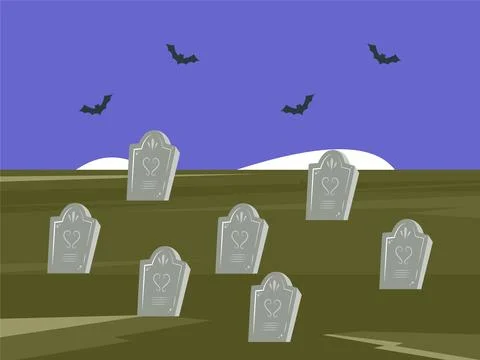 Graveyard Concept Illustration Style Stock Illustration