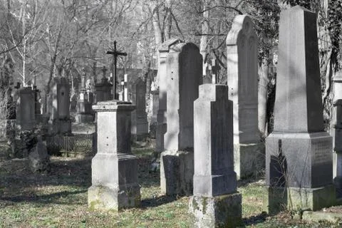 Graveyard with cross Stock Photos