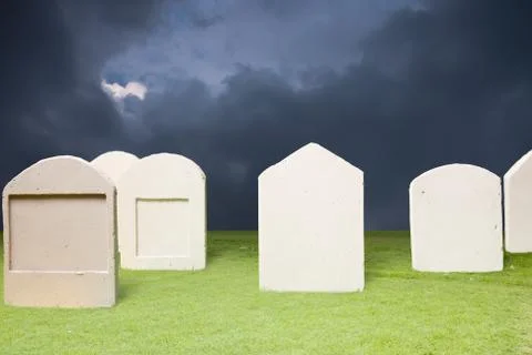 Graveyard at dark night Stock Photos
