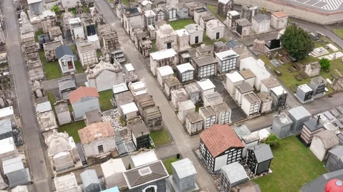 Graveyard drone shot in Spain (1) Stock Footage 112244311