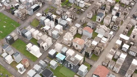 Graveyard drone shot in Spain (2) Stock Footage 112244378