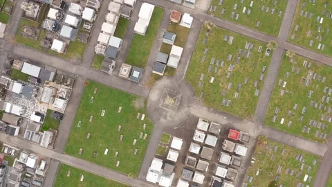 Graveyard drone top down view in Spain (2) Stock Footage 112244478