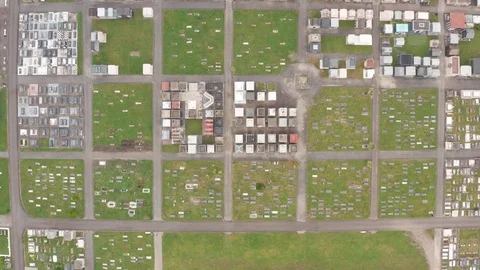 Graveyard drone top down view in Spain (3) Stock Footage 112244585