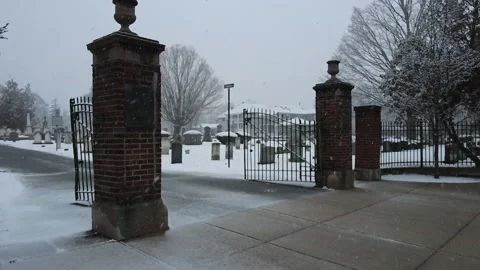 GRAVEYARD ENTRANCE SNOW Stock Footage 187699601
