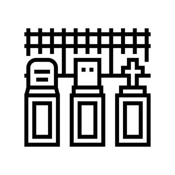 Graveyard halloween line icon vector illustration Illustrazione stock