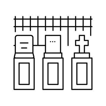 Graveyard halloween line icon vector illustration Stock Illustration