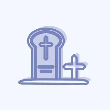 Graveyard Icon in trendy two tone style isolated on soft blue background Stock Illustration