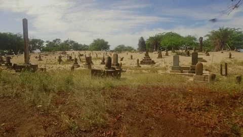 Graveyard Jib Up To Ocean View Stock Footage 71701038