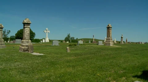 Graveyard in Kansas pan Stock Footage 38378632